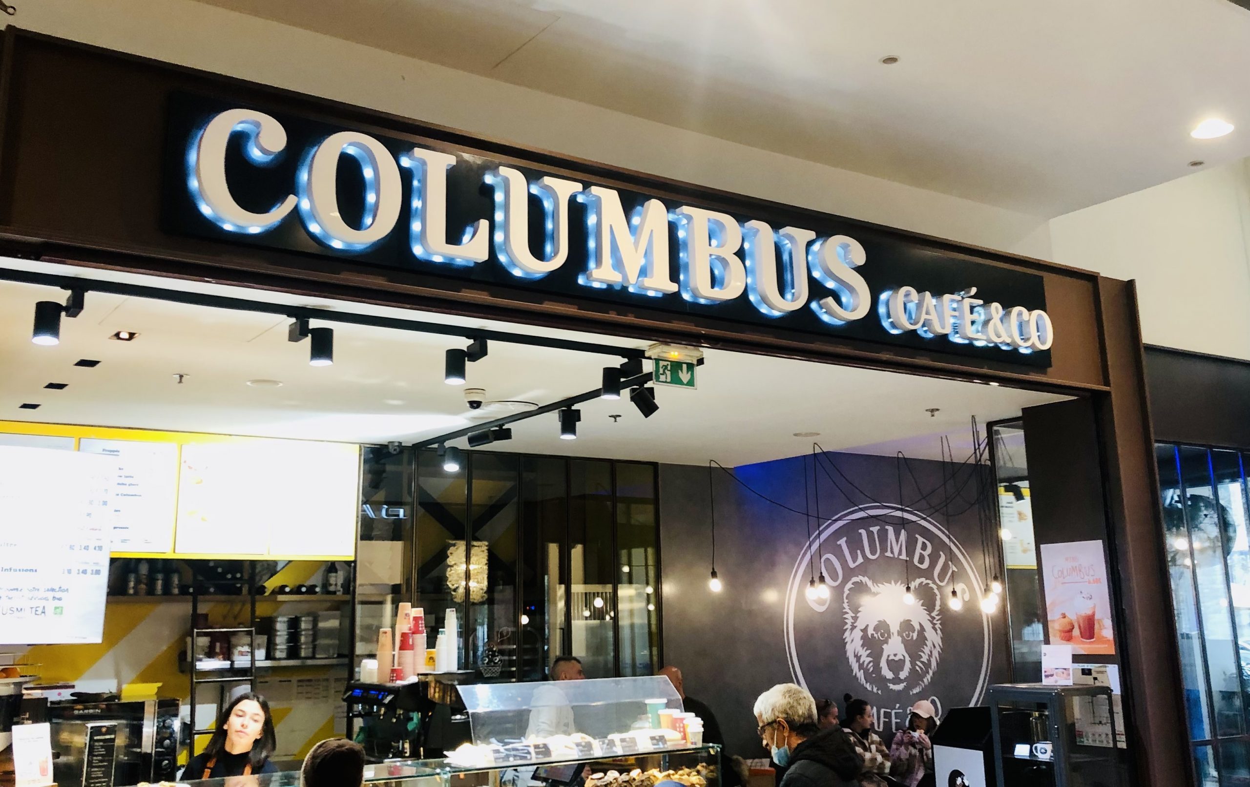 Enseigne lumineuse eclairee columbus