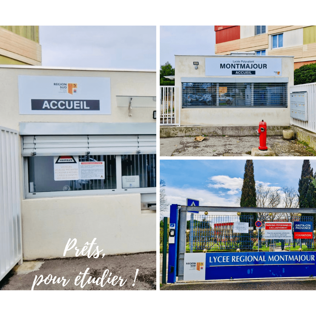 Présentation des enseignes du lycée Montmajour – adhésif dépoli personnalisé