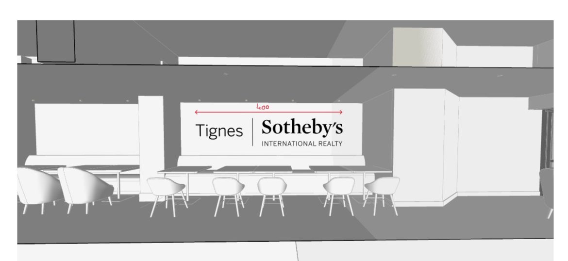 Simulation d’enseigne intérieure pour agence immobilière – totem lumineux