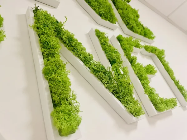 Enseigne lettres PVC végétales avec lichen
