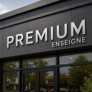enseigne dibond brossés argent