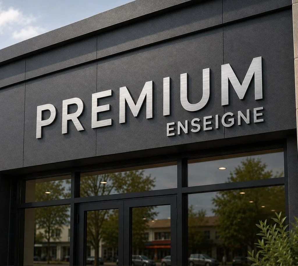 enseigne dibond brossés argent