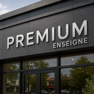 enseigne dibond brossés argent