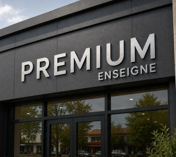 enseigne dibond brossés argent