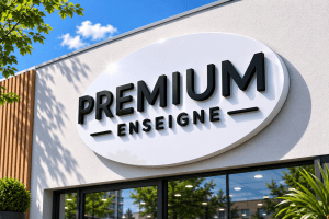 enseigne tole tablette ovale avec lettres PVC