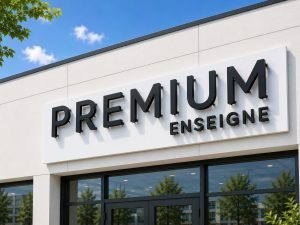 lettres PVC fixées sur entretoises et tole tablette