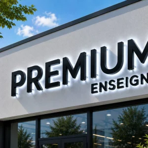enseigne lettres découpées PVC avec rétro éclairage lumière froide
