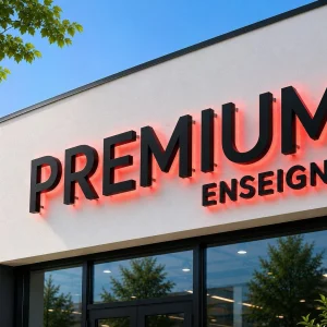 enseigne lettres découpées PVC avec rétro éclairage lumière couleur