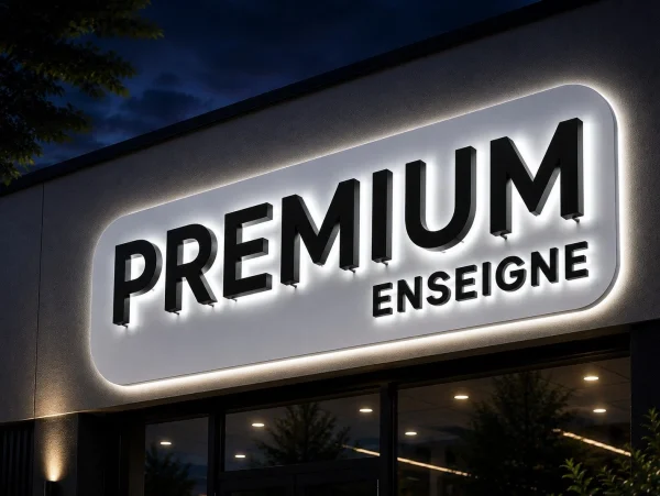 enseigne lettres découpées PVC avec rétroéclairage et tole tablette découpée à la forme nuit blanche