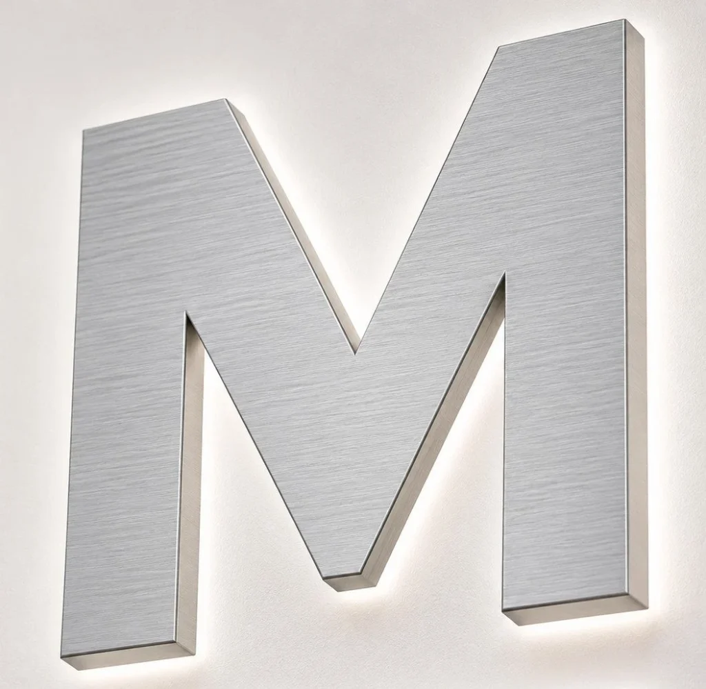 enseigne lettres plexi + dibond brossé M