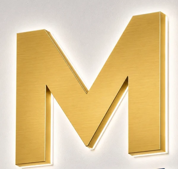 enseigne lettres plexi + dibond or M
