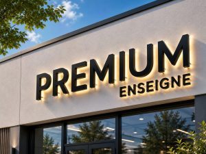 enseigne lettres découpées PVC avec rétro éclairage lumière chaude
