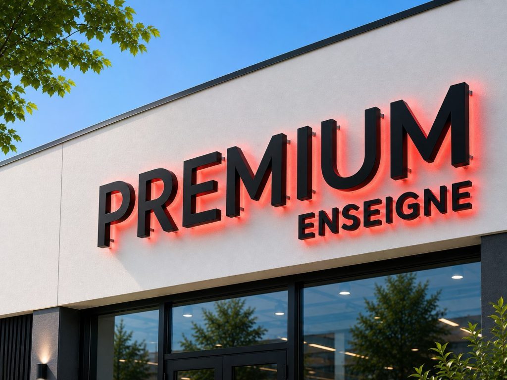 enseigne lettres découpées PVC avec rétro éclairage lumière couleur