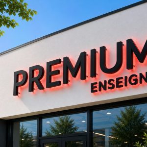 enseigne lettres découpées PVC avec rétro éclairage lumière couleur