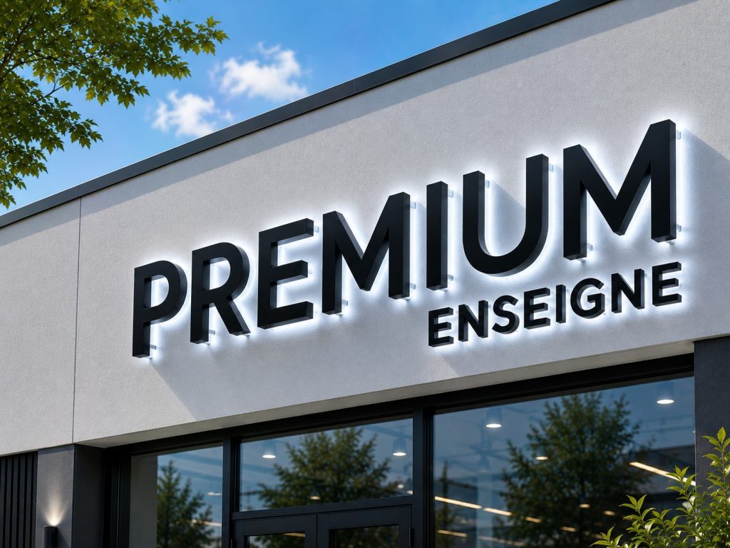 enseigne lettres découpées PVC avec rétro éclairage lumière froide