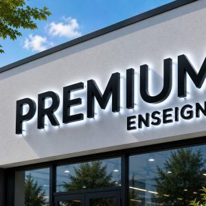 enseigne lettres découpées PVC avec rétro éclairage lumière froide