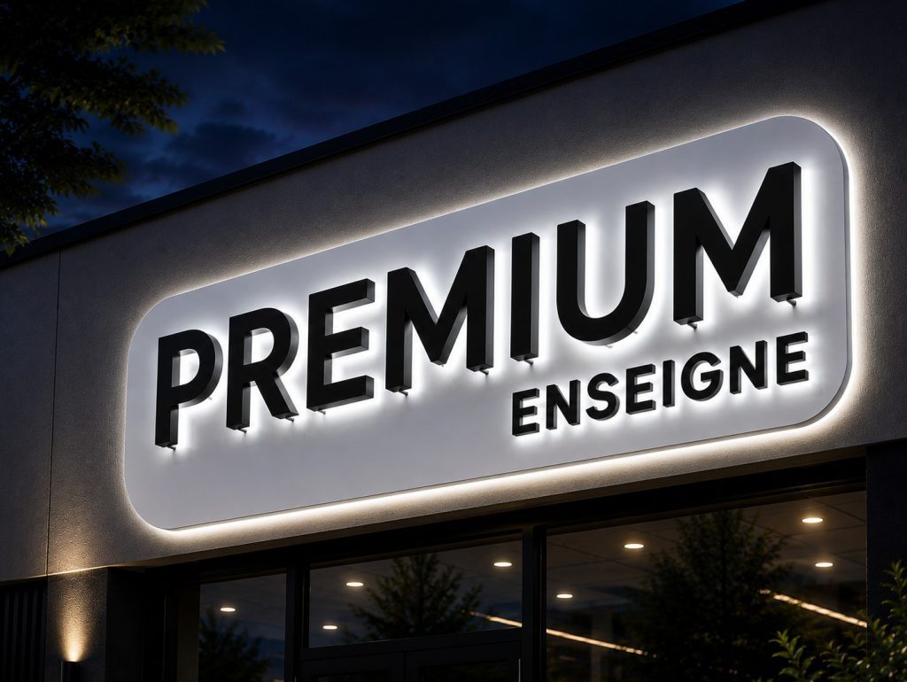 enseigne lettres découpées PVC avec rétroéclairage et tole tablette découpée à la forme nuit blanche