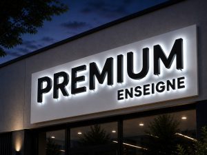 enseigne lettres découpées PVC avec rétroéclairage et tole tablette nuit blanche