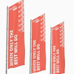 Drapeau publicitaire présenté sur cette photographie